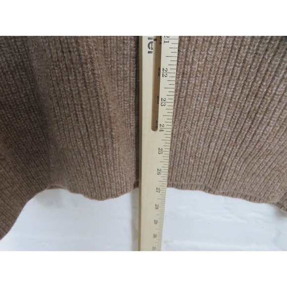 L.L.Bean Sweater Mens XL Brown Merino Lambswool Quarter Zip Mock Neck Rib Knit - Picture 7 of 7